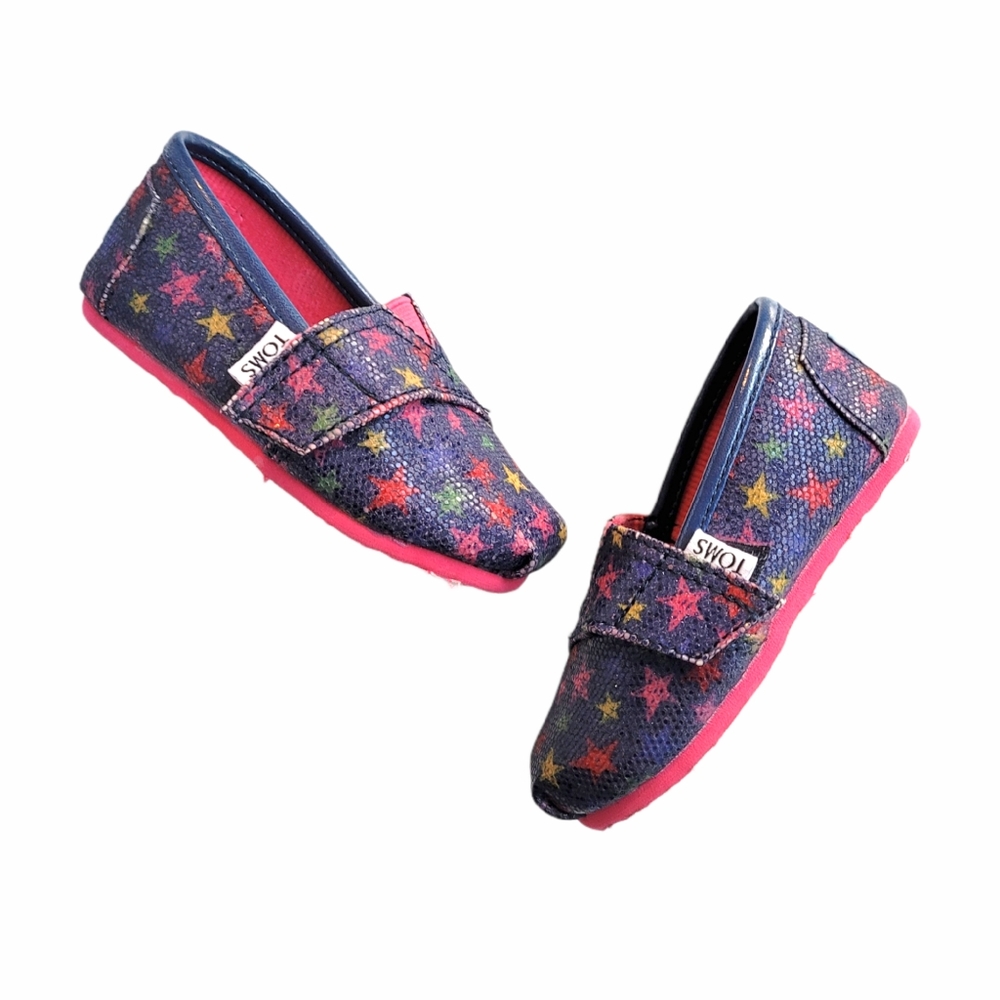 TOMS Toddler Girls Glitter Stars Classic Velcro 5T